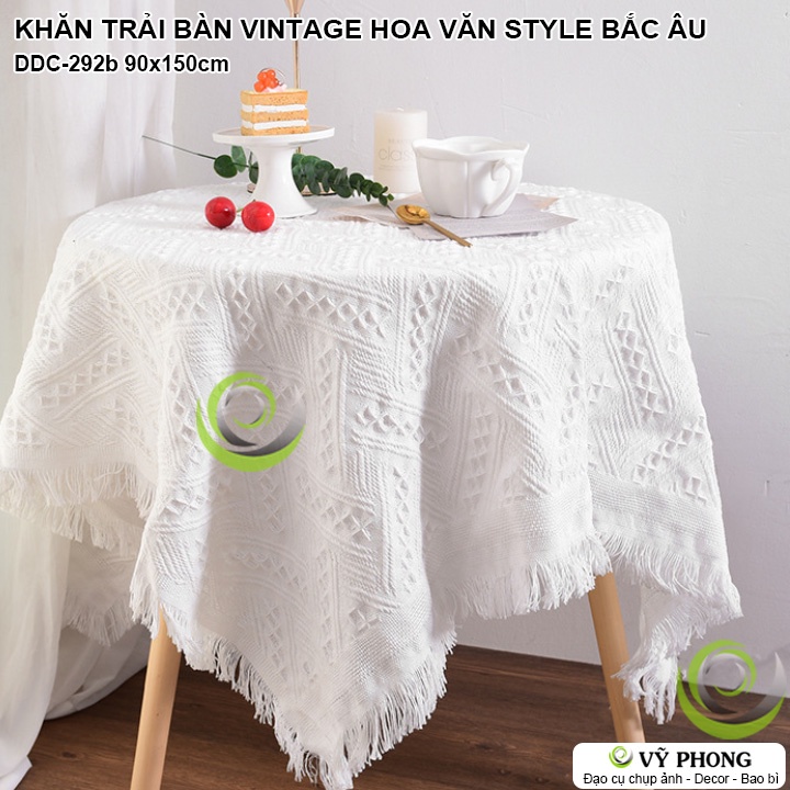 KHĂN TRẢI BÀN VINTAGE HỌA TIẾT BẮC ÂU IN NỔI HOA VĂN 3D TRANG TRÍ NHÀ BẾP ĐẠO CỤ DECOR CHỤP ẢNH SẢN PHẨM DDC-292