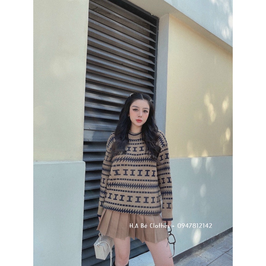 Áo len thổ cẩm nữ, áo len from rộng tay dài chất len cực dày cổ tròn phom chuẩn dễ mặc dễ phối đồ siêu phẩm về làng | BigBuy360 - bigbuy360.vn
