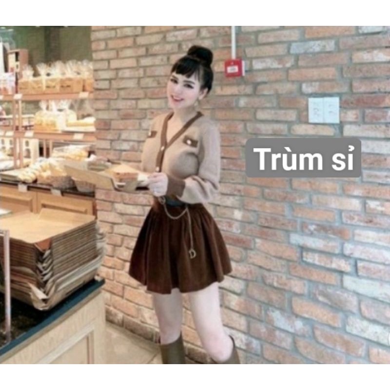 Váy nhung xoè đính kèm đai xích sang chảnh CAO CẤP.