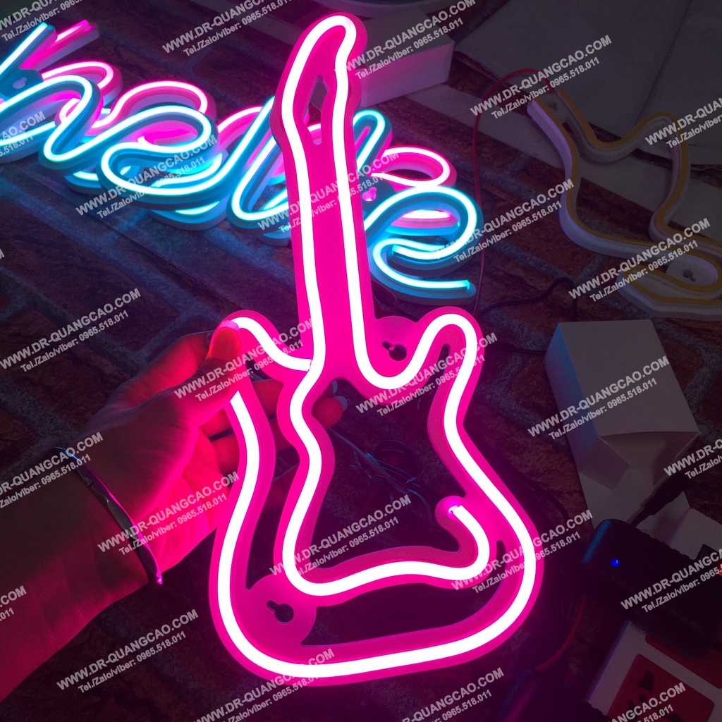 Đèn led neon trang trí, led neon decor, led neon cho phòng ngủ, phòng khách, quán xá,led neon mini đàn ghita
