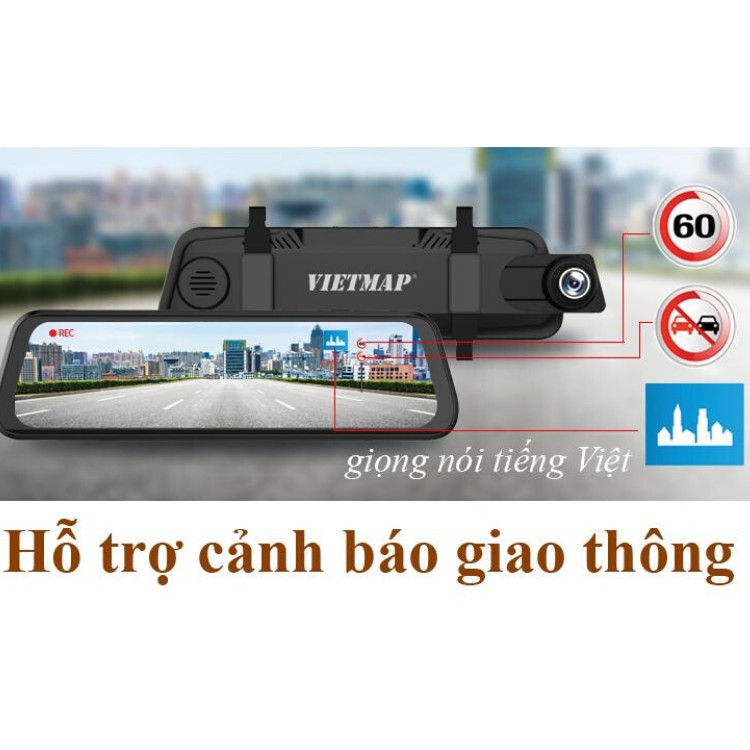 Camera Hành Trình Màn gương điện tử Có cảnh báo giao thông ghi  hình camera trước và sau Vietmap G39