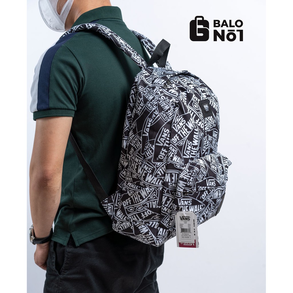 [ Mới Về Tặng Kèm Vớ ] Balo Đi Học Thời Trang Van.s Old Skool Màu Black/White