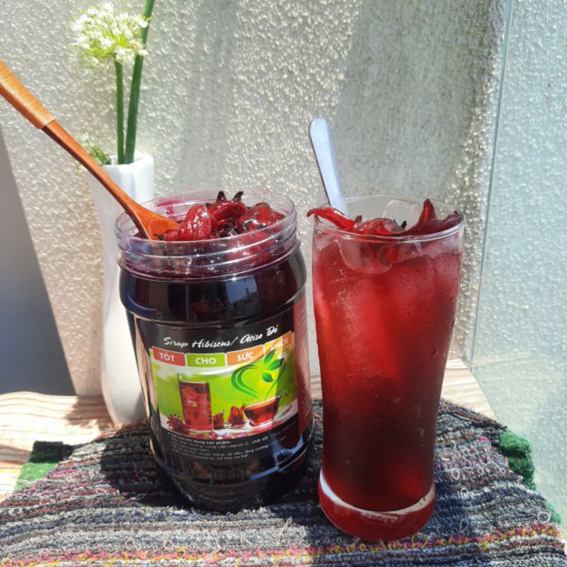 Siro Atiso đỏ (Hibiscus) hủ 1kg KÈM MỨT HOA