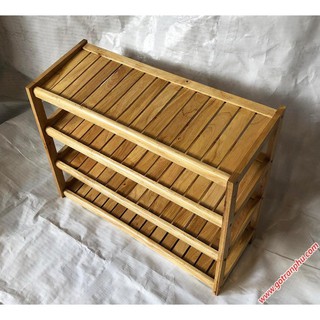 Kệ để giày gỗ cao su 4 tầng