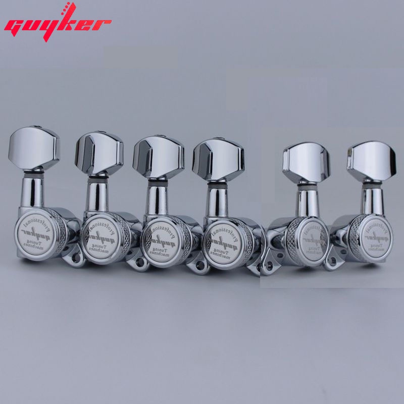 1 Bộ GUYKER Chrome Locking Tuning Pegs Guitar Machine Heads Tuners Gear Ratio 1: 18 Sản xuất tại Hàn