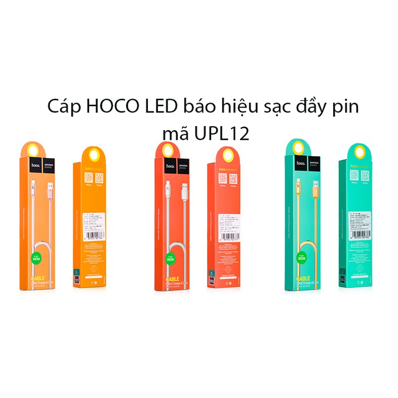 CÁP SẠC NHANH HOCO IPHONE UPL12 CÓ ĐÈN BÁO SẠC PIN DÀI 1M2