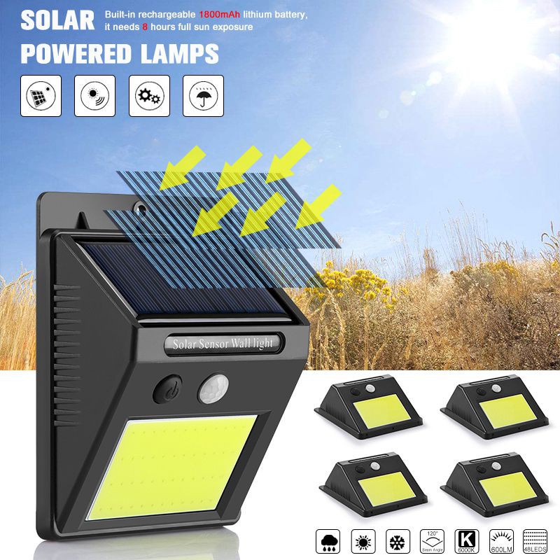 Đèn LED 48 COB Cảm Biến Chuyển Động Sử Dụng Năng Lượng Mặt Trời