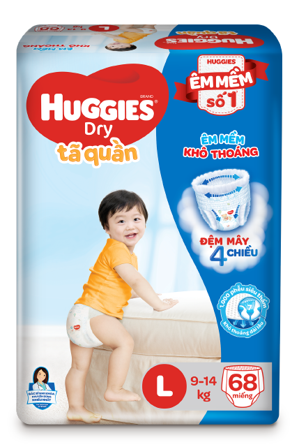 [Mẫu mới - Tặng 16 miếng] Combo 2 Tã quần Huggies Dry Super Jumbo M74/L68/XL62/XXL56:L68:L68+8