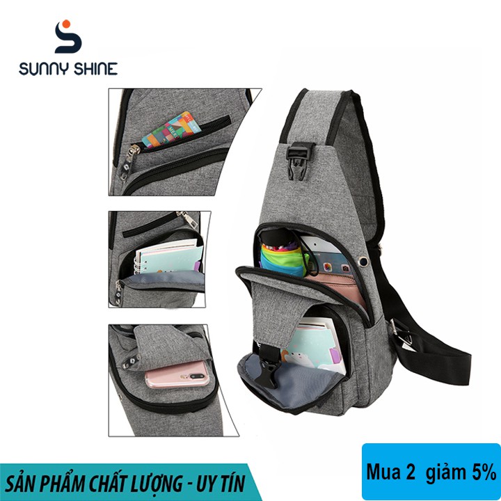 Túi đeo chéo nữ vải canvas phong cách thể thao, nhiều ngăn tiện lợi chống nước T515 | BigBuy360 - bigbuy360.vn