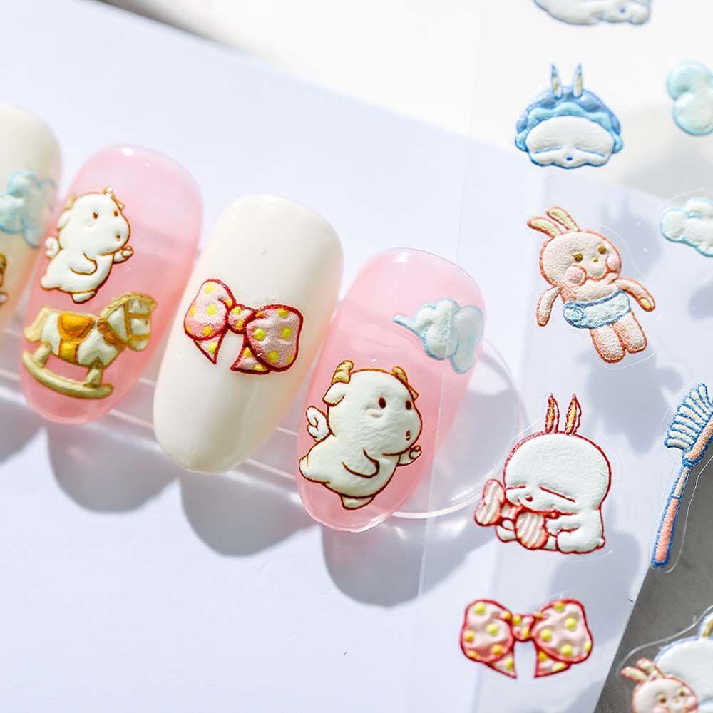 Miếng Dán Trang Trí Móng Tay Tự Dính In Hoạt Hình Mèo Kitty / Da Báo Dễ Thương