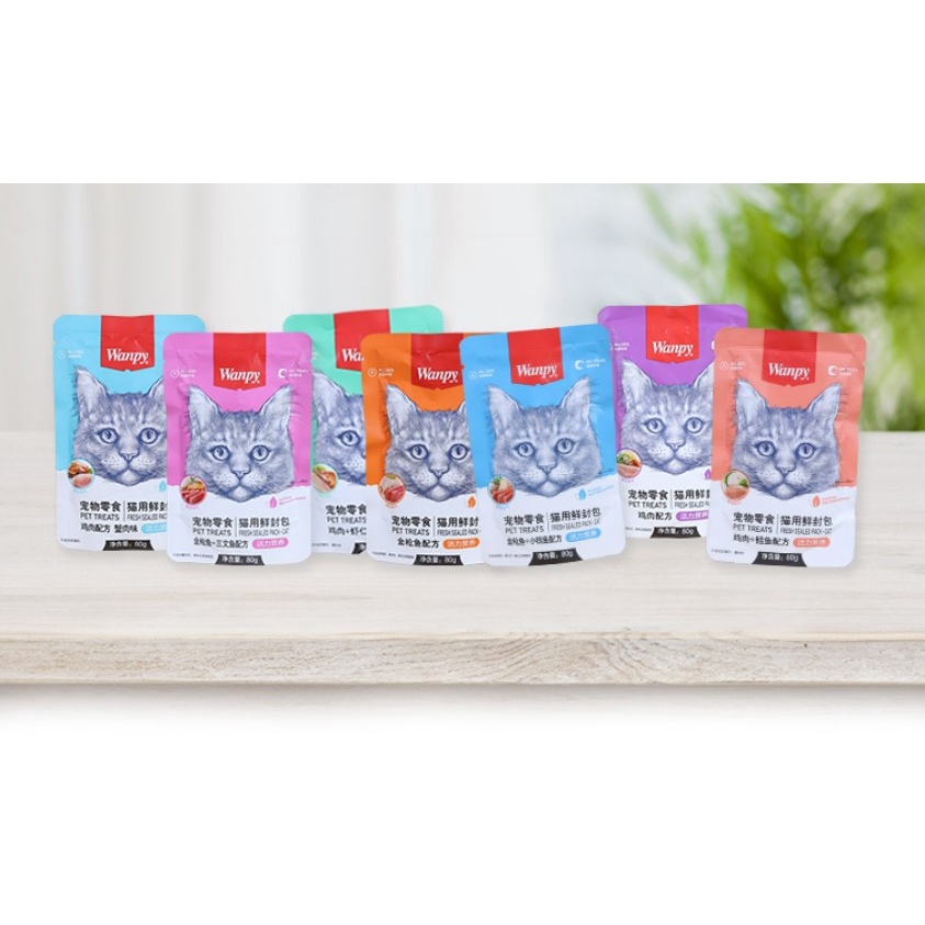 Pate Wanpy cho mèo ham ăn Gói 80gr - Bổ sung nước, dinh dưỡng cho mèo