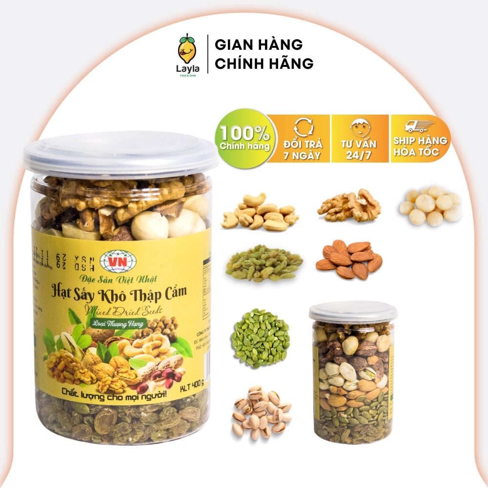 Hạt dinh dưỡng mix 7 vị Việt Nhật granola 400g cho người ăn kiêng, giảm cân Layla