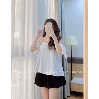 Áo trễ vai nơ tay