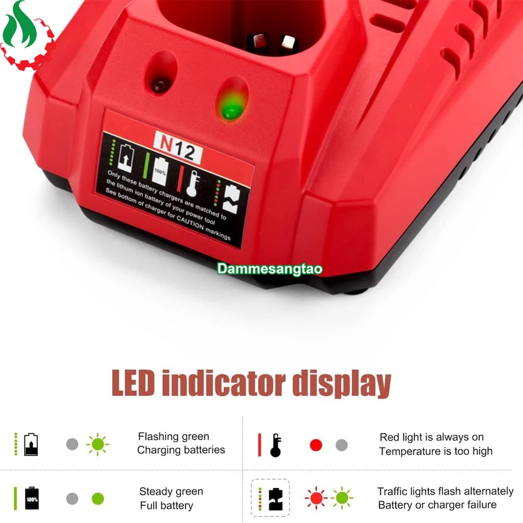 Sạc pin Milwaukee 12V M12 Li-ion nhận mạch zin