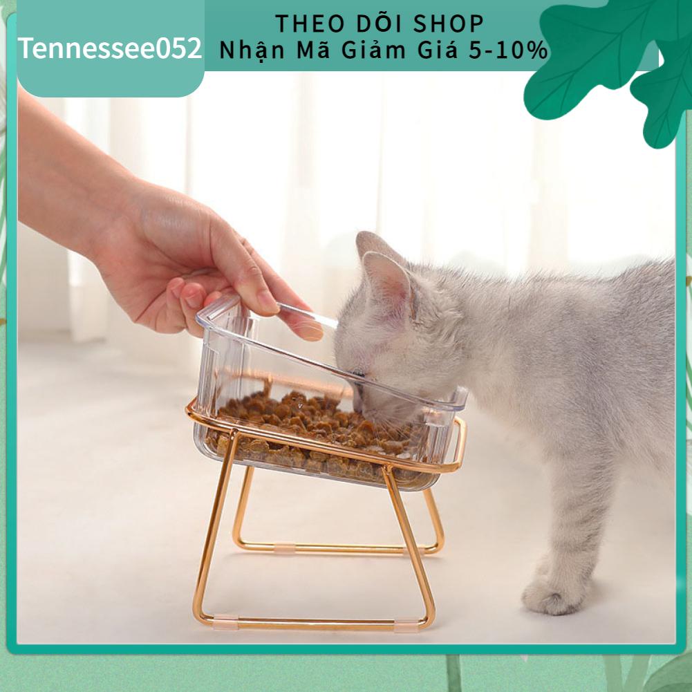 Hàng HOT Bát ăn nghiêng Bát nước Nâng cao chống gù cho mèo chó trong suốt【Tennessee052】