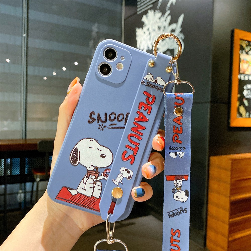 Doraemon Pokemon snoopy iPhone SE 12 11 Pro Max 6 6s 7 8 Plus XR XS Max Case Soft IMD Wristband Holder liquid silicone Cover with strap