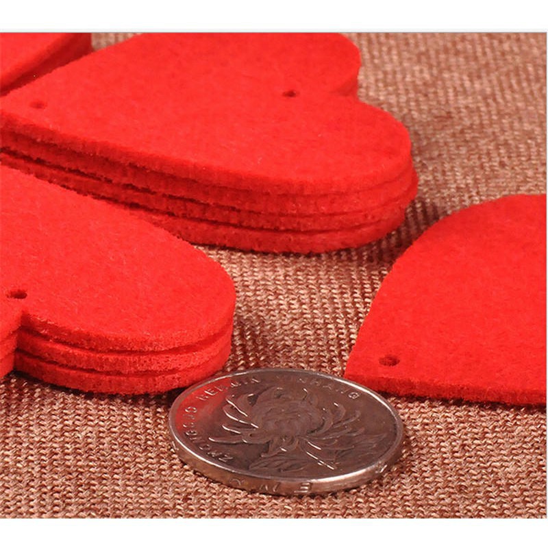 16 Trái tim đỏ và 3m dây lụa Rèm Tim đỏ Dây tim đỏ Trang Trí tiệc cưới Valentine trang trí chữ love tim chất liệu nỉ