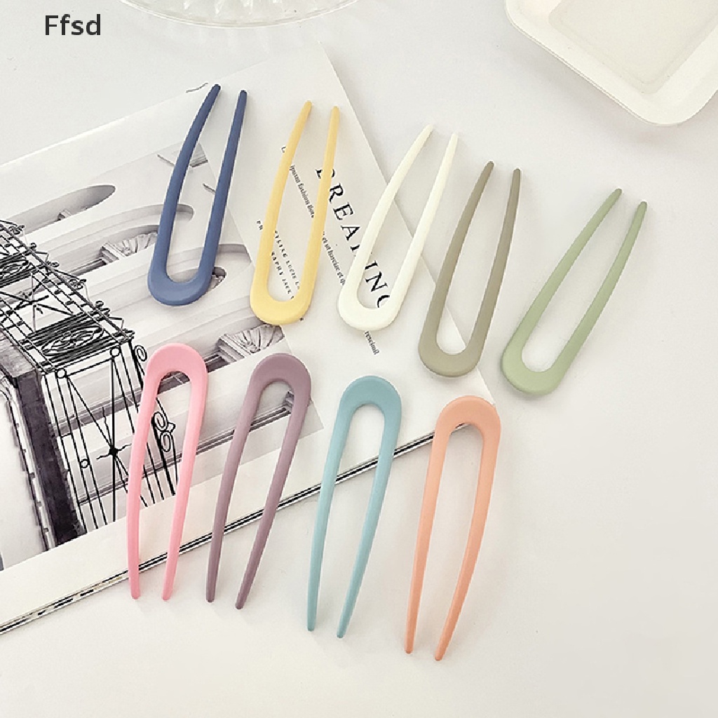 1 Kẹp Tóc Nhựa Hình Chữ U Màu Trơn Đơn Giản Thời Trang Cho Nữ