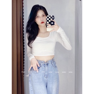 [ HÌNH THẬT] ÁO THUN LỤA CỔ VUÔNG TAY DÀI