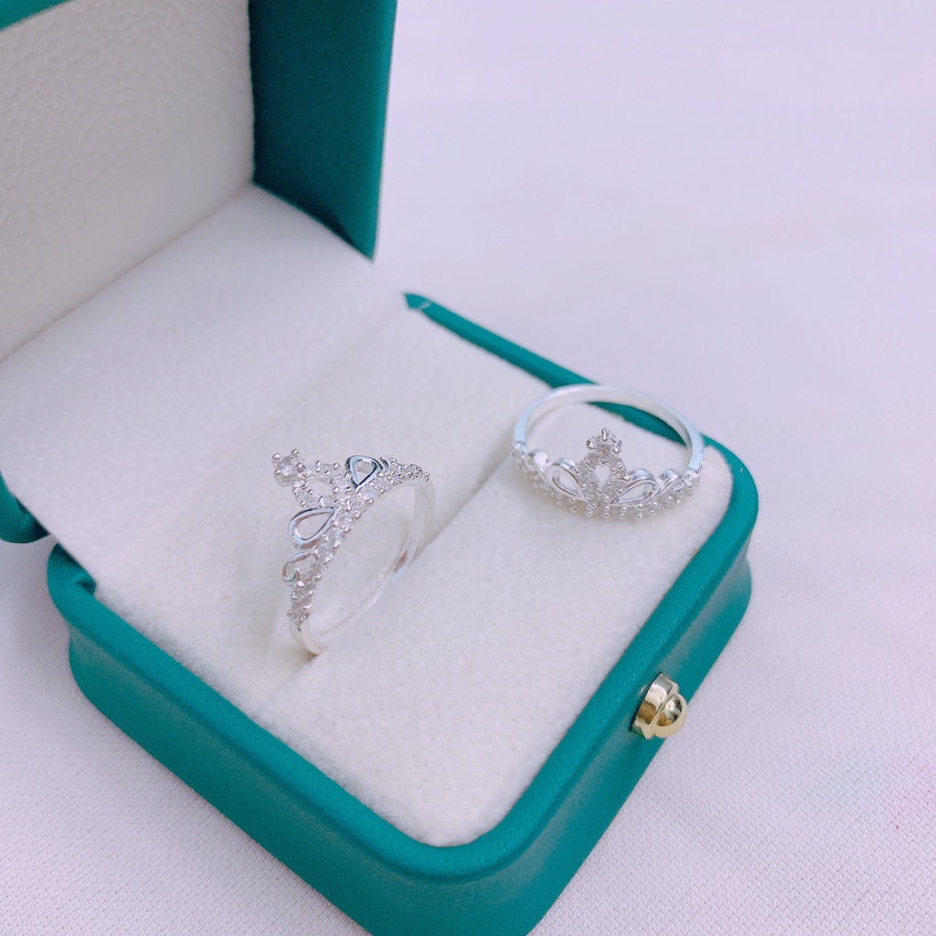 Nhẫn nữ bạc ta vương miện đính đá nhỏ xinh xắn - Kho sỉ bạc Nhất Linh