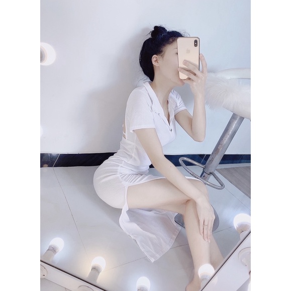 Đầm Body Gân Xẻ Tà Sexy Hở Lưng Hình Thật Sp | BigBuy360 - bigbuy360.vn
