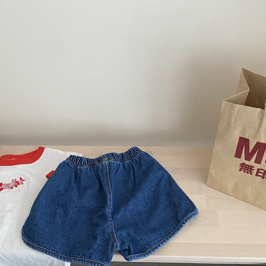 [Babycat] Hàng Có Sẵn Quần Jean Mềm Mại Phong Cách Nhật Bản Hàn Quốc Thời Trang Mùa Hè Phương Tây Dành Cho Bé Gái