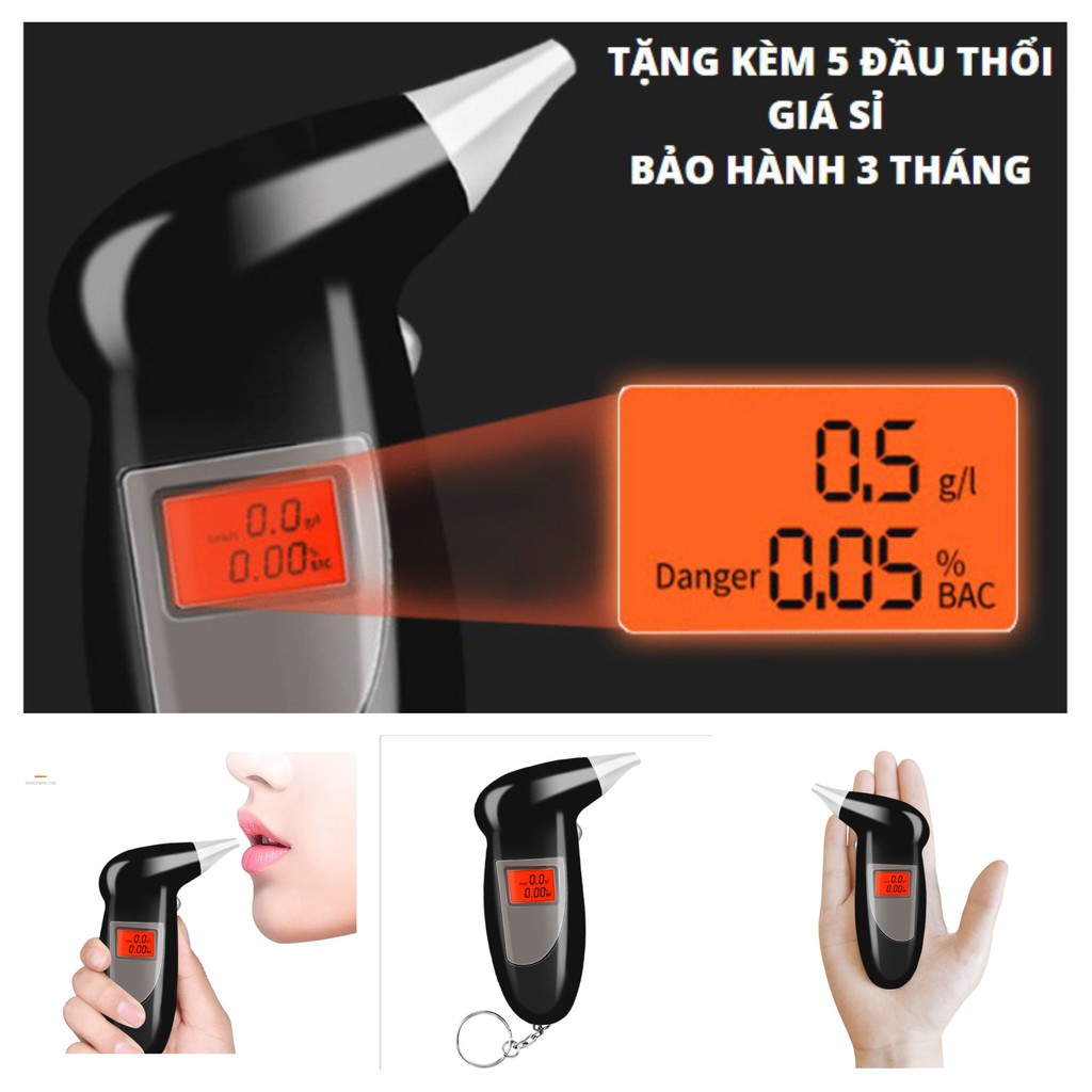 Máy đo nồng độ cồn bia rượu trong hơi thở chính xác tuyệt đối + Tặng kèm 5 đầu thổi [GIÁ SỈ BẢO HÀNH 3 THÁNG ]