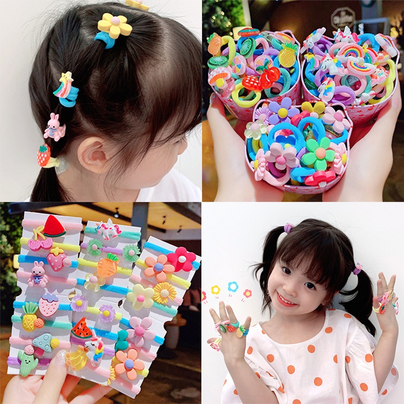 Set 10 dây cột tóc nhiều màu sắc phong cách Hàn Quốc đáng yêu