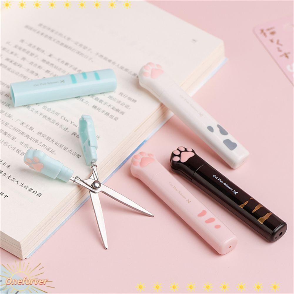 FOREVER Kawaii Cat Paw Art Scissors Multifunctional School Stationery Child Handmade Scissors Mini Cut Handicraft Tool Handmade Shear Kindergarten School With Safe Cap Kids Paper Cutting Stainless Steel Scissors