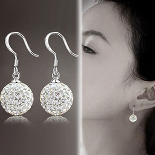 Bông tai đính đá hình quả bóng thời trang thanh lịch cho nữ