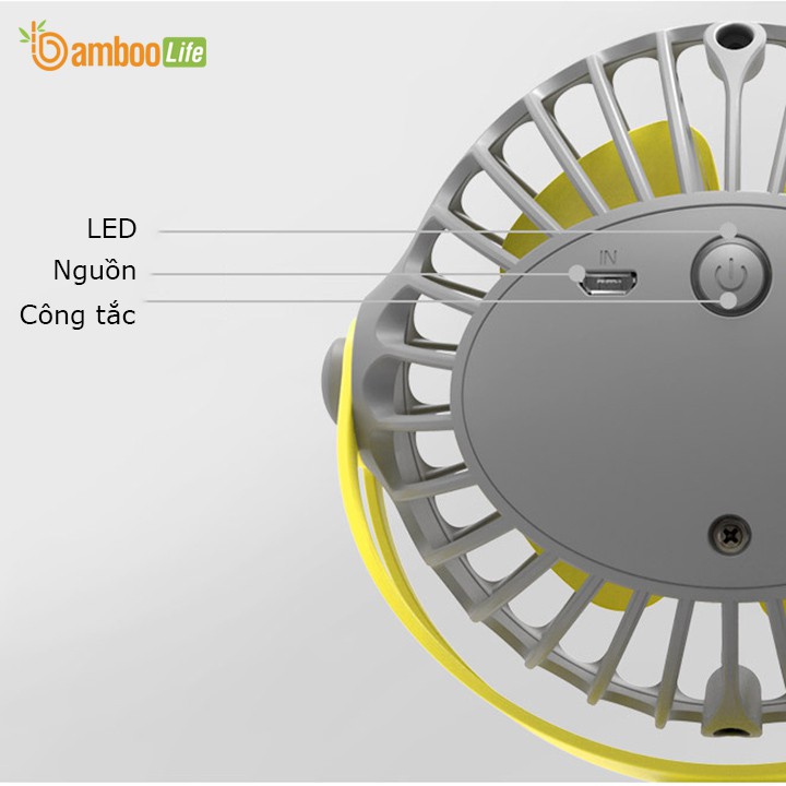 Quạt mini tích điện Bamboo Life BL022 pin siêu bền thời gian lên đến 20h, cầm tay, để bàn, kẹp xe đẩy cho bé | BigBuy360 - bigbuy360.vn