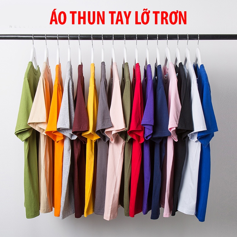 Áo thun tay lỡ nam nữ oversize trơn basic nhiều màu moonzshop