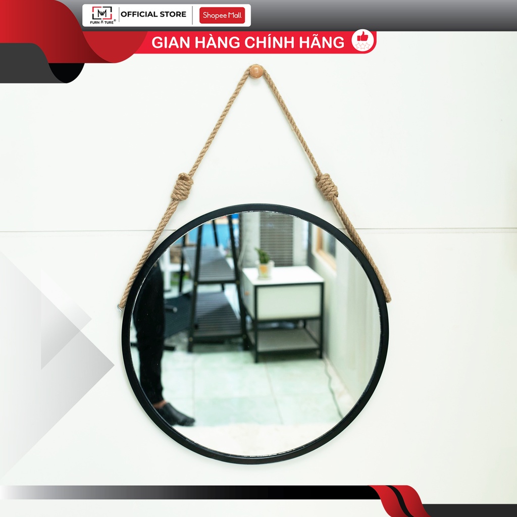 Gương tròn khung gỗ treo tường size 60 cm thương hiệu MW FURNITURE - Nội thất căn hộ