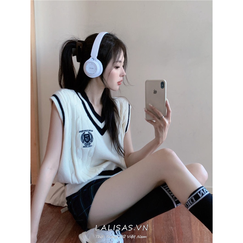 Áo Dệt Kim Không Tay Dáng Ngắn Phong Cách Thời Trang Hàn Quốc