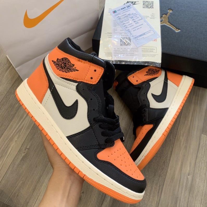 Giày Jordan cổ cao nam nữ màu cam đen ❤️ Giày thể thao sneaker nam nữ Jordan cao cổ cam đen Full Box