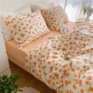 Set chăn ga 4 món cotton living quả cam