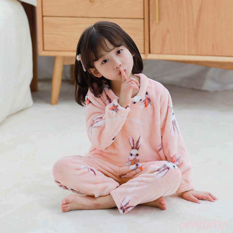 Bộ áo ngủ tay dài + quần dài in hình hoạt hình xinh xắn cho bé