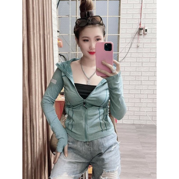 [Size M L XL] Áo Khoác Thể Thao Nữ Ôm Body. Có 2 Túi Ngoài Dây Kéo [SPQ]