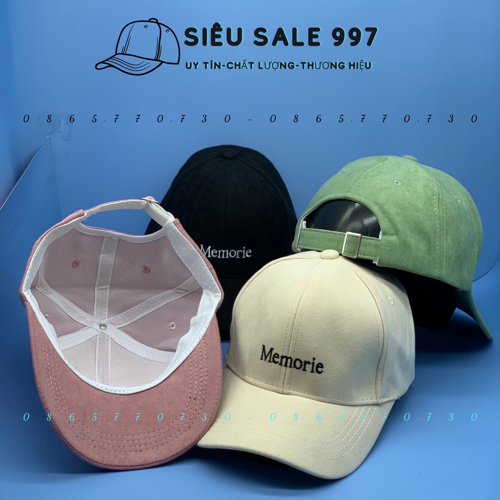 MŨ LƯỠI TRAI THÊU MEMORIE CHẤT NHUNG MỀM MỊN, NÓN KẾT UNISEX CÁ TÍNH THỜI TRANG