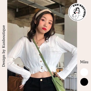 [SẴN] 😘 Áo croptop tiểu thư dài tay cổ tim chiết eo nữ tính (Ms A83)