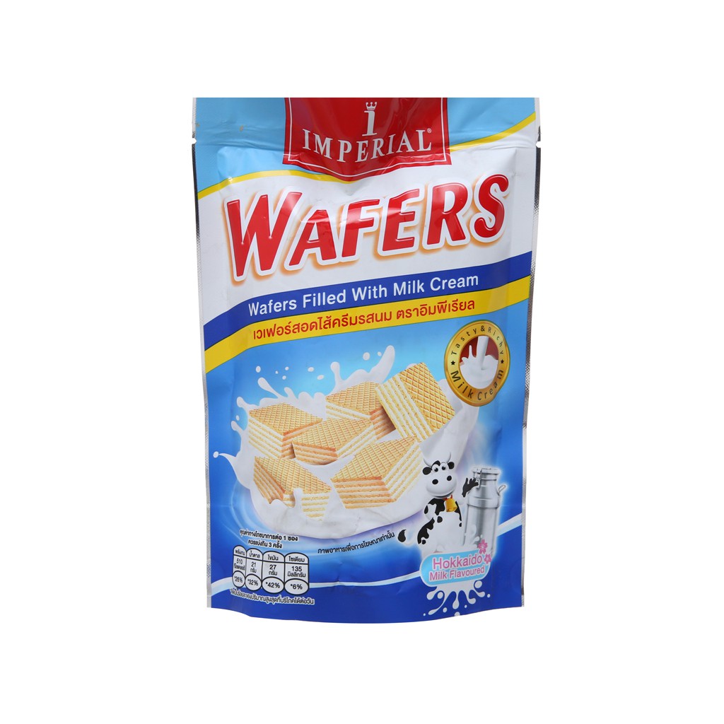 Bánh xốp nhân kem sữa Imperial Wafers gói 80g