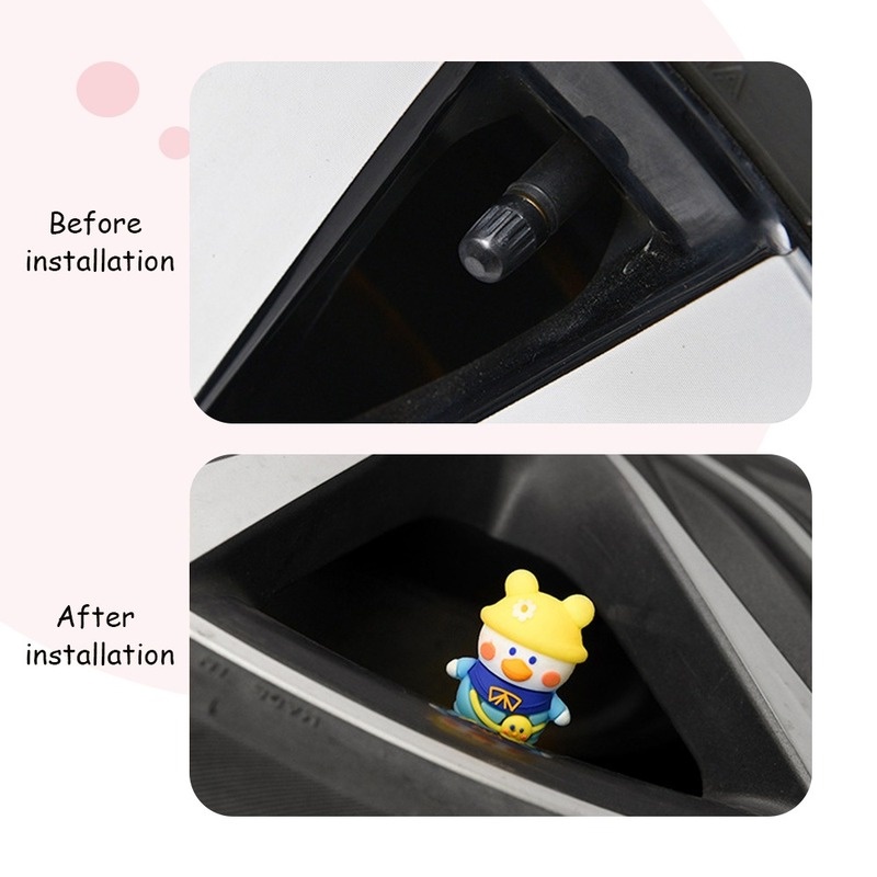 Nắp Van Bánh Xe Hơi Bằng Cao Su ABS Chống Bụi In Họa Tiết Hoạt Hình Dễ Thương