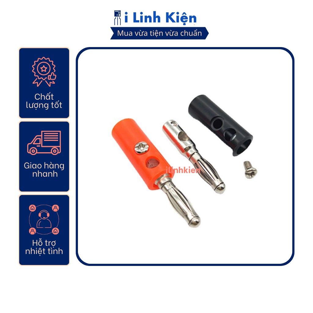 Đôi jack bắp chuối đực 4mm loại thường mạ bạc