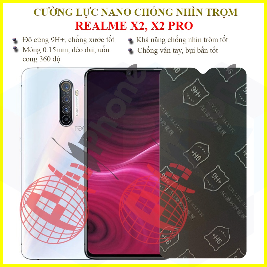 Dán chống nhìn trộm Realme X2, X2 Pro - Dán cường lực dẻo nano 9H+