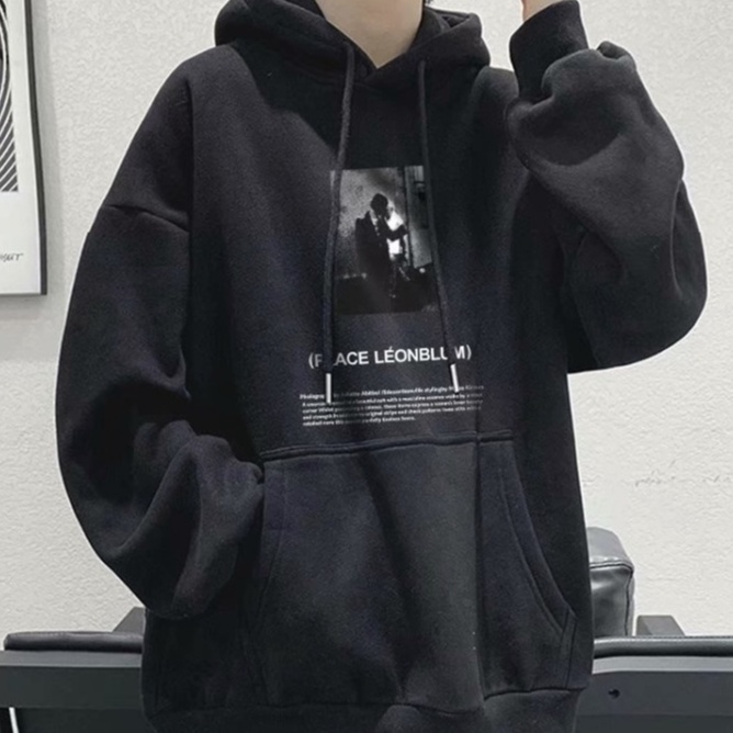 Áo hoodie tay dài dáng rộng thời trang năng động cho nam