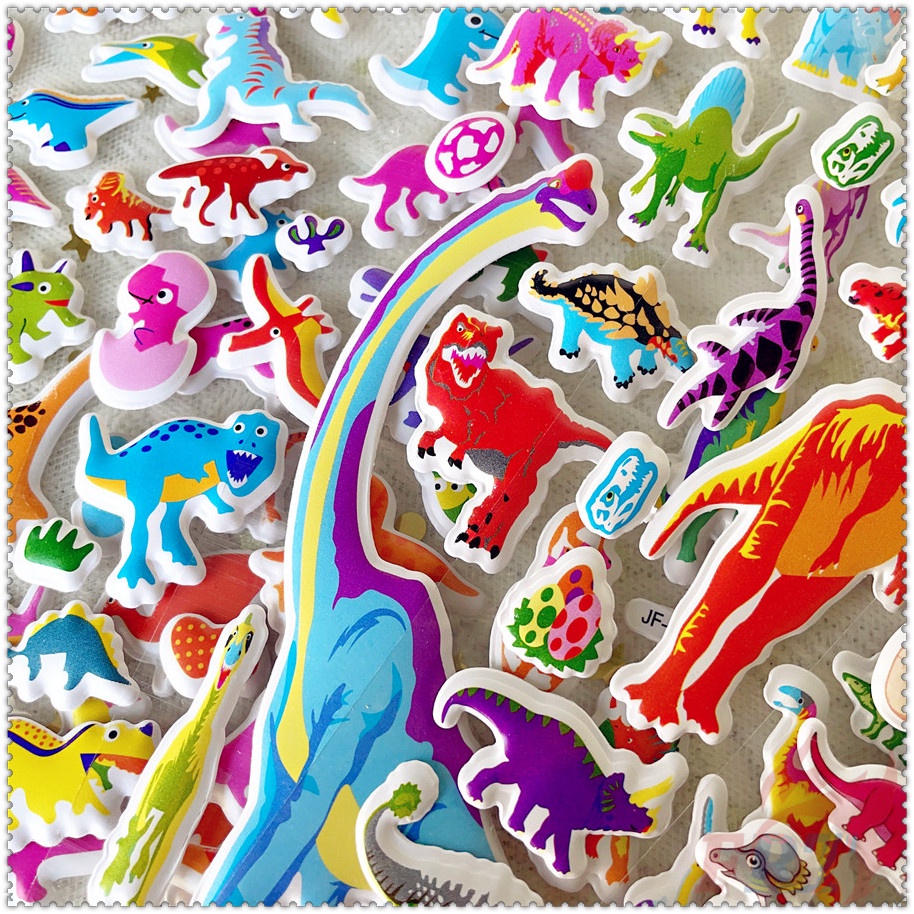 ❀ Sticker Dán Trang Trí Hình Khủng Long Hoạt Hình Q-1 DIY ❀ 1 Miếng Dán Bong Bóng 3D Bằng PVC Chống Nước