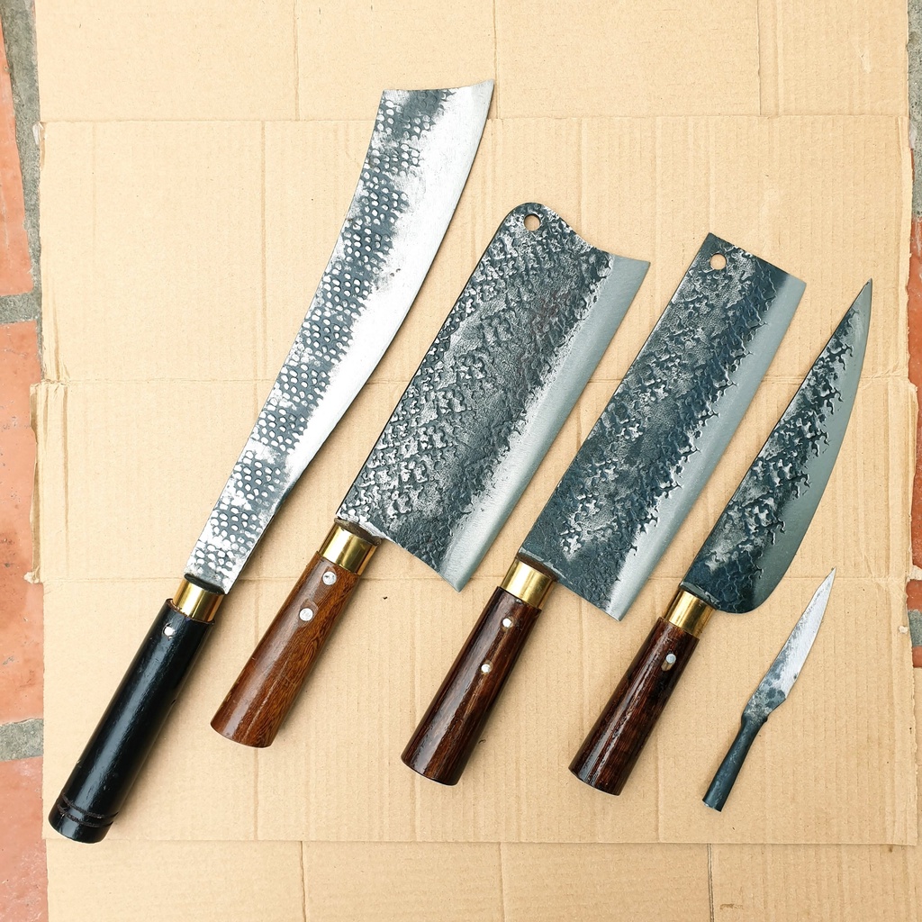 Dao bếp, bộ 5 dao nhà bếp PLK001 cao cấp là từ Thép Nhíp không gỉ