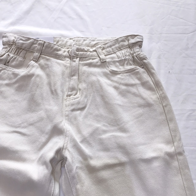 Quần baggy jean nhún eo. 2 màu đen - kem