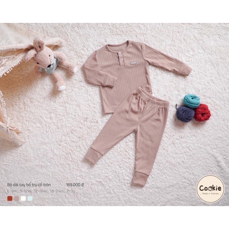 Bộ vạt chéo quần baggy len tăm Cookie