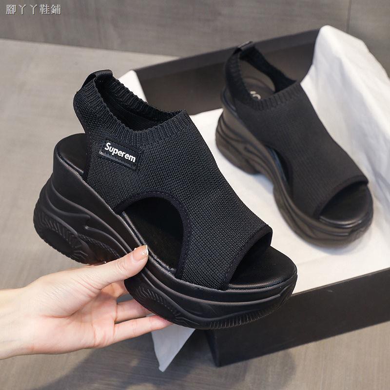 Giày Sandal Cao Gót 9cm Đế Xuồng Hở Mũi Thời Trang Cho Nữ